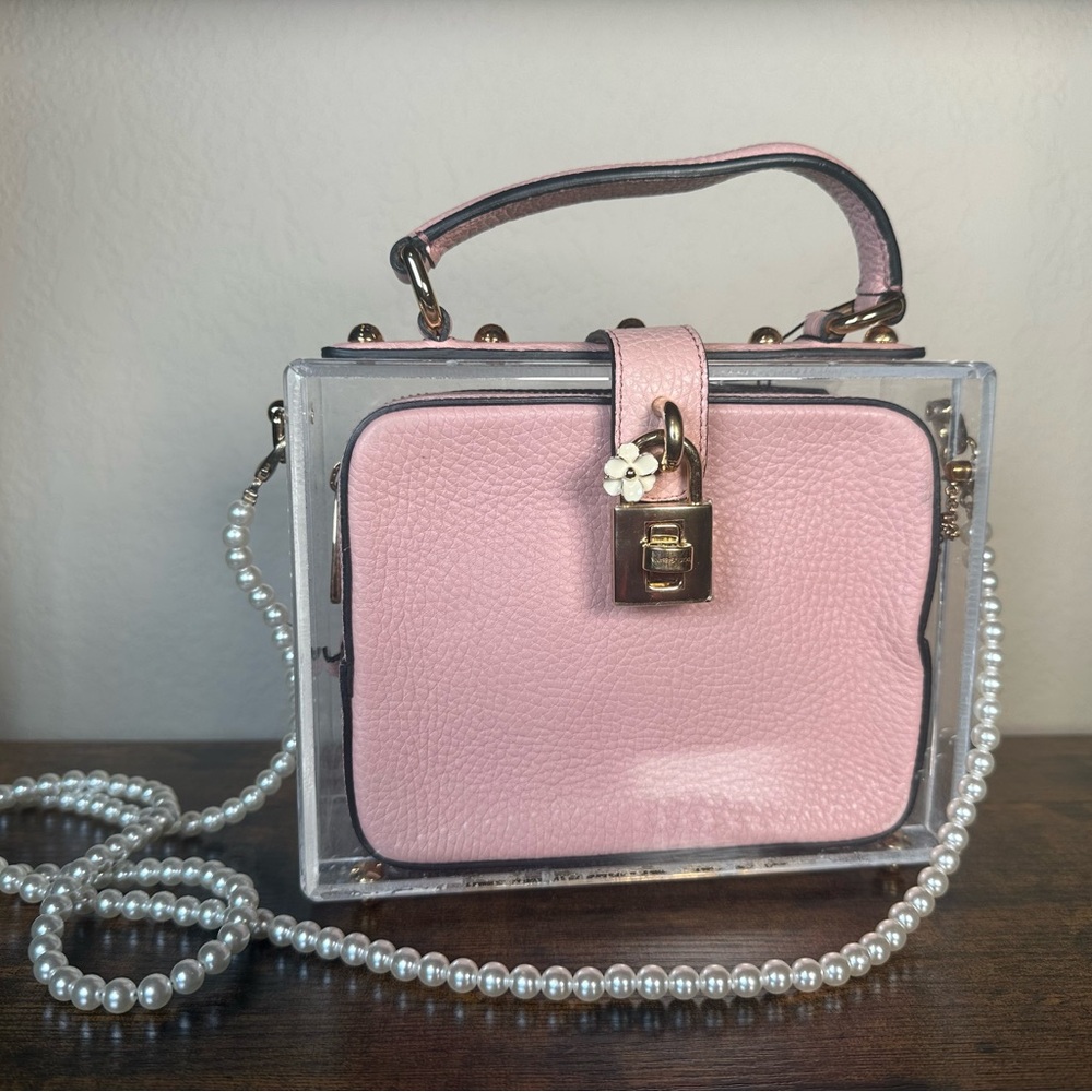 ULTRA RARE Dolce & Gabbana Pink Leather Crossbody with Clear Box Handbag